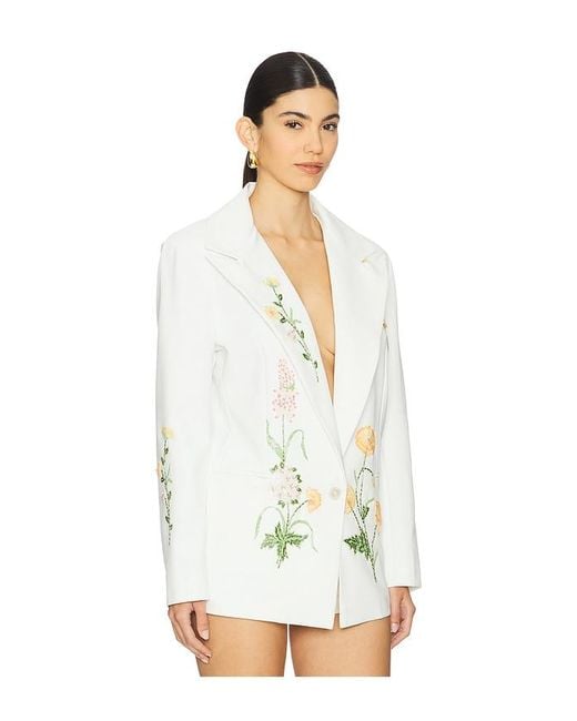 La Fuori White Summer Bloom Embellished Jacket