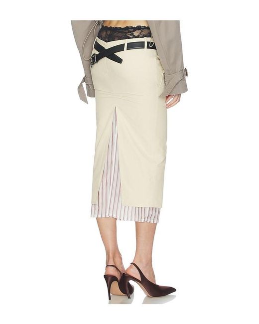 The Attico White Low Rise Midi Skirt