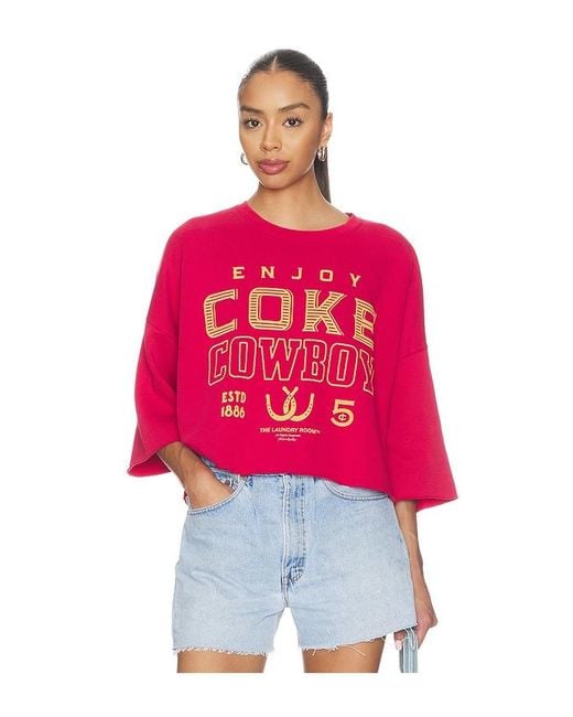 The Laundry Room Red Enjoy Coke Cowboy Horseshoe Crop Jumper