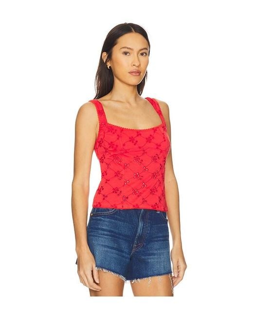 Free People Top スリーブレストップス Red