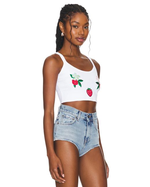 Fiorucci Embroidered Cropped Tank Top Blue