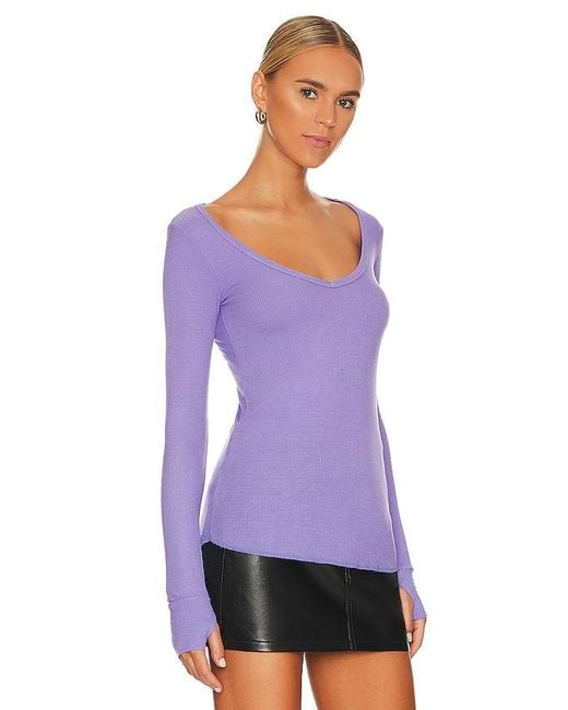 Michael Lauren Purple Otis Long Sleeve Top