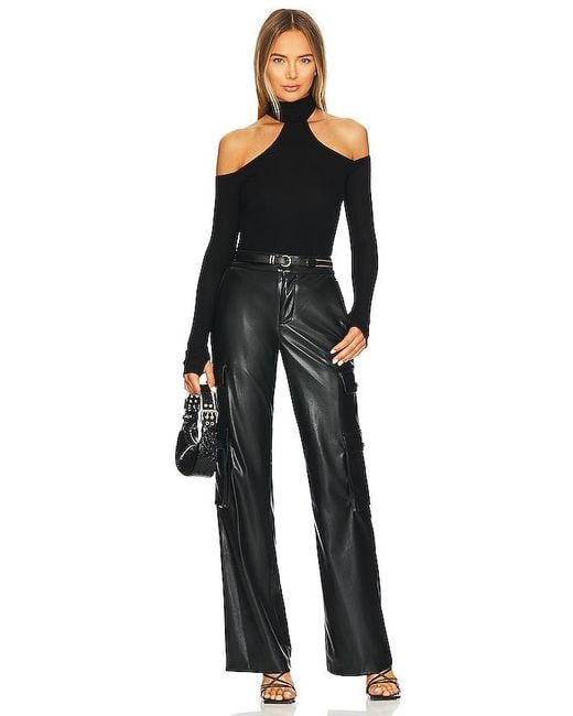 Michael Lauren Black Levon Mock Neck Top
