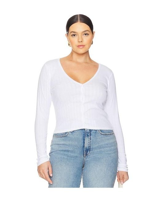 GOOD AMERICAN White Cotton Pointelle Cardigan