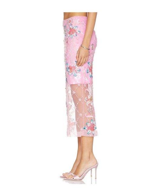 La Fuori Pink Embroidered Skirt