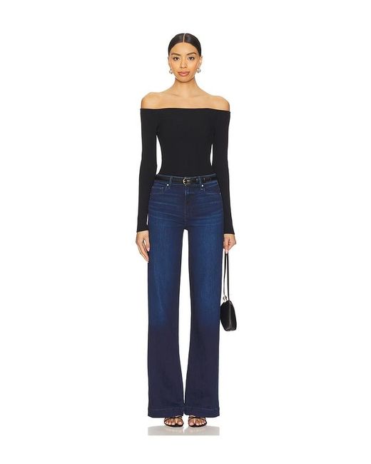 PAIGE Blue Leena Petite Wide Leg Jeans