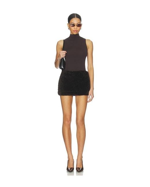 Milkwhite Black Faux Fur Mini Skort