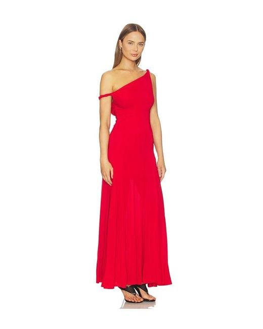 Alice + Olivia Red Noelia Twist Strap Paneled Maxi Dress