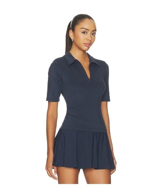 Beyond Yoga Blue Sport Active V-Neck Polo Top