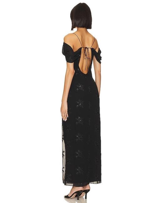 LPA Black Yvanna Embroidered Maxi Dress