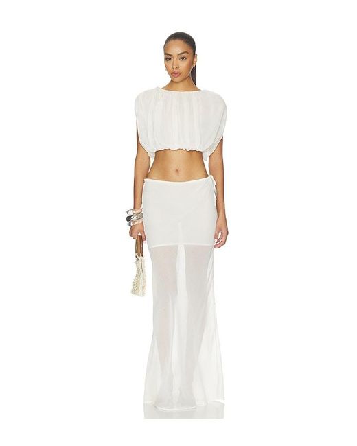 SNDY'S White Mara Gathered Top
