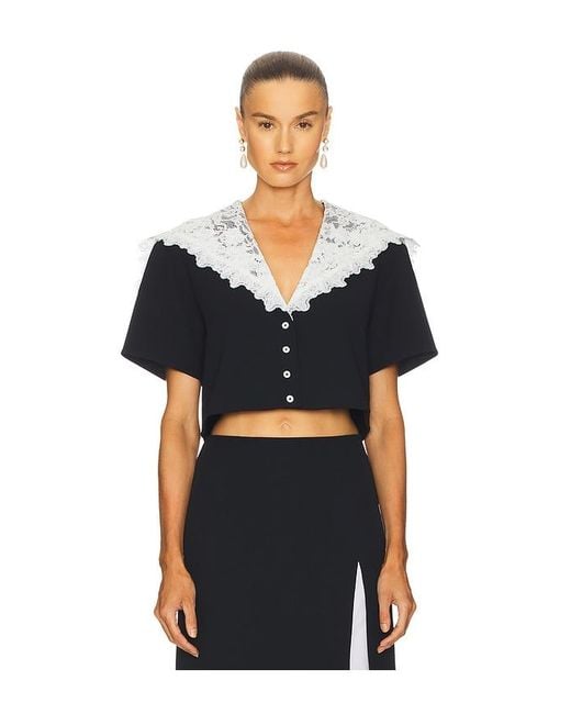 Helsa Black The Sailor Shirt With Lace Collar