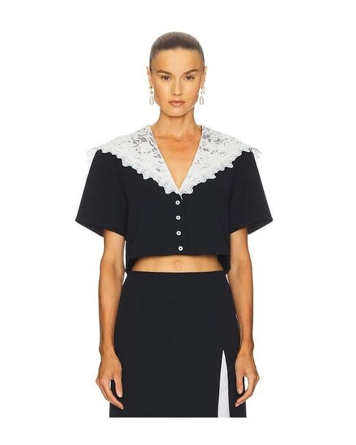 Helsa Black The Sailor Shirt With Lace Collar