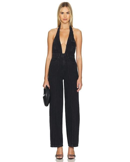 RTA Black Sadie Denim Jumpsuit