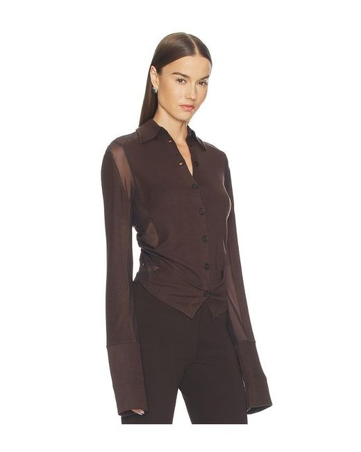 Jade Cropper Black Gathered Back Button Up Top