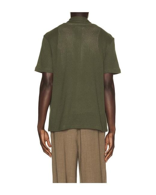 Vince Green Pointelle Short Sleeve Button Down Shirt for men