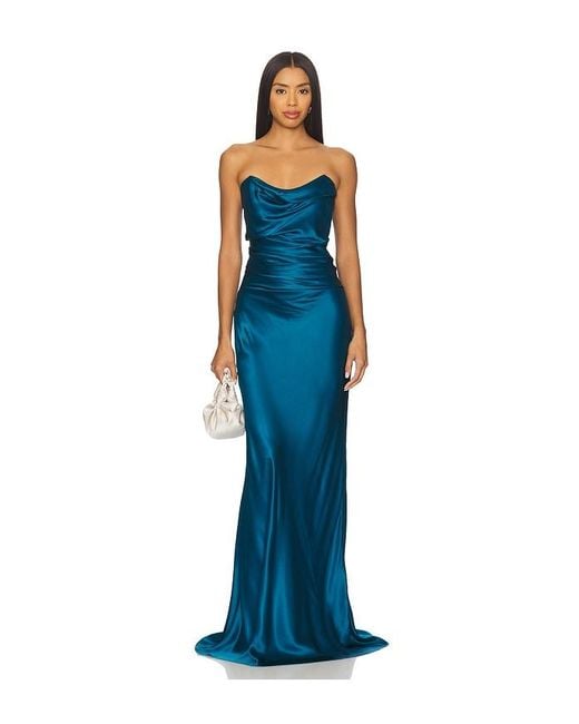 The Sei Blue Cowl Bustier Gown