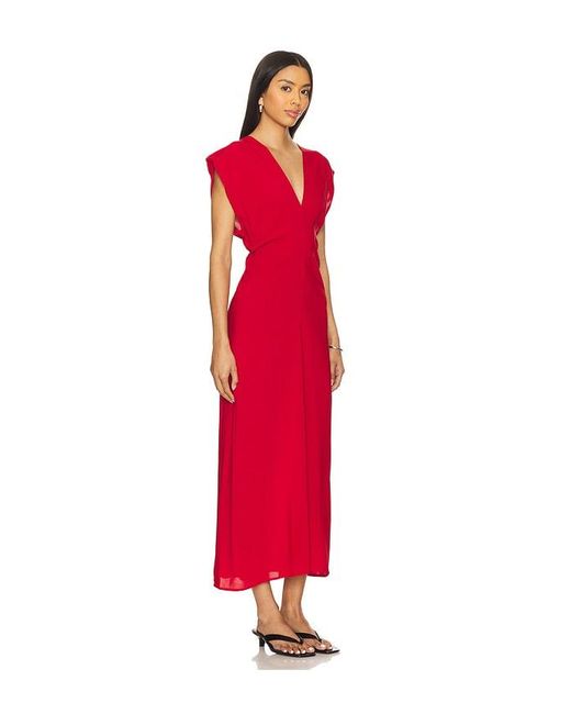 St. Agni Red Plunge Drape Dress