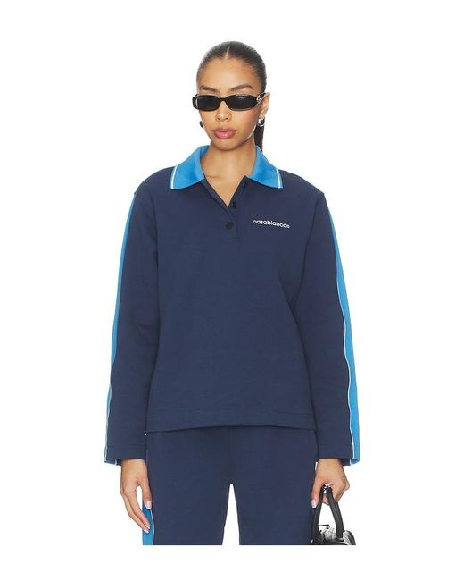 Casablanca Blue Punto Polo Collared Sweatshirt