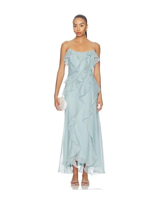 AMUR Blue Ruthie Cascade Maxi Dress
