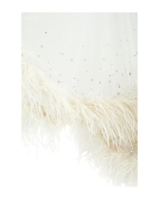 LAPOINTE White X Revolve Tulle Embroidered Short Veil With Feathers