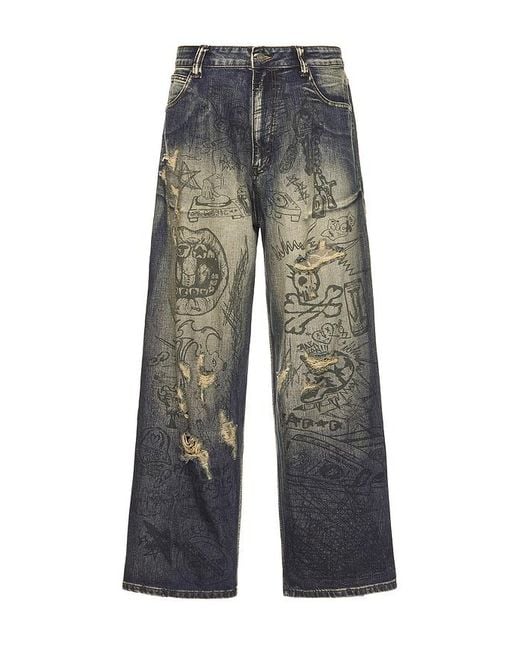 Jaded London Green Grafitti Colossus Washed Jeans for men