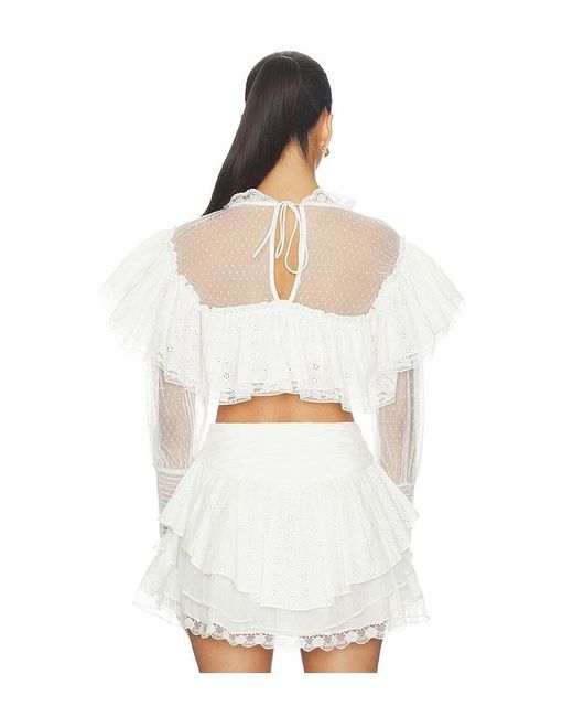 For Love & Lemons White Beckett Crop Top
