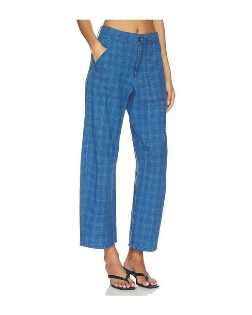 LNA Blue Cross Creek Plaid Pant