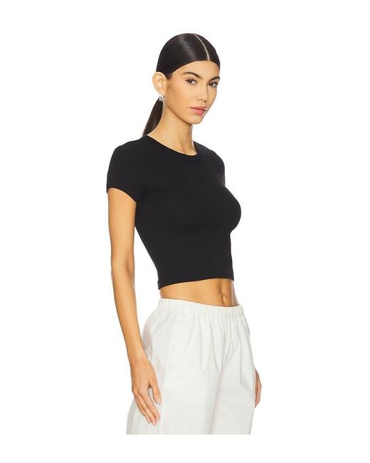 Enza Costa Black Supima Baby Cropped Tee