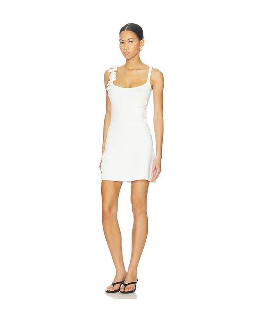 AMUR White Deedra Floral Knit Midi Dress