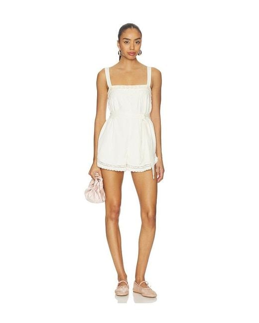For Love & Lemons White Leah Cotton Romper