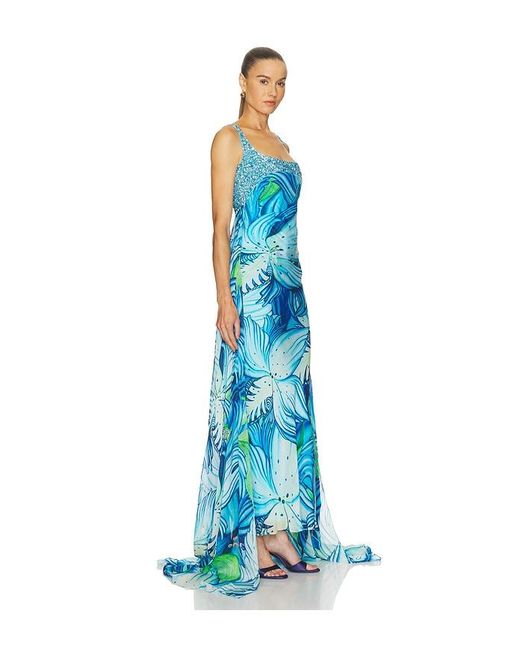 La Fuori Blue Floral Pixie Trail Dress