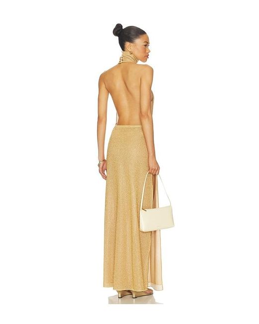 Oseree Metallic Lumiere Ring Turtleneck Dress