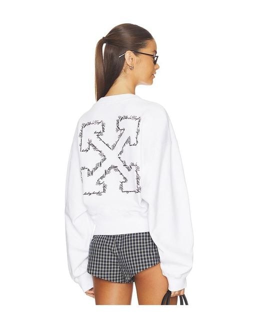 Off-White c/o Virgil Abloh White Embroidered Arrow Script Sweatshirt