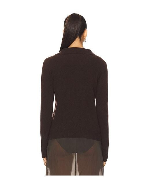 Enza Costa Black Knit Cashmere Polo Sweater