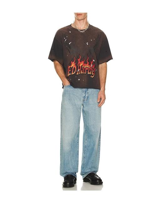 Ed Hardy Black By Appointment Only Eagle Flame Cropped Boxy Tee for men