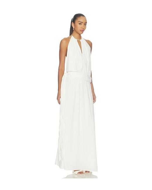 With Harper Lu White Draped Backless Gown