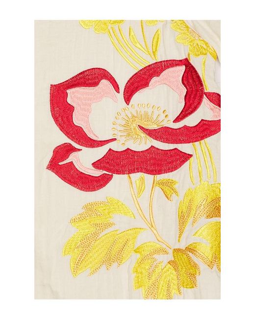 Commas White Embroidered Peonies Bowling Shirt for men