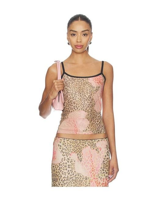 With Harper Lu Natural Mesh Camisole Top