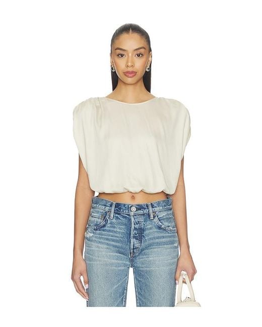 Moussy Blue Satin Shell Cap Top
