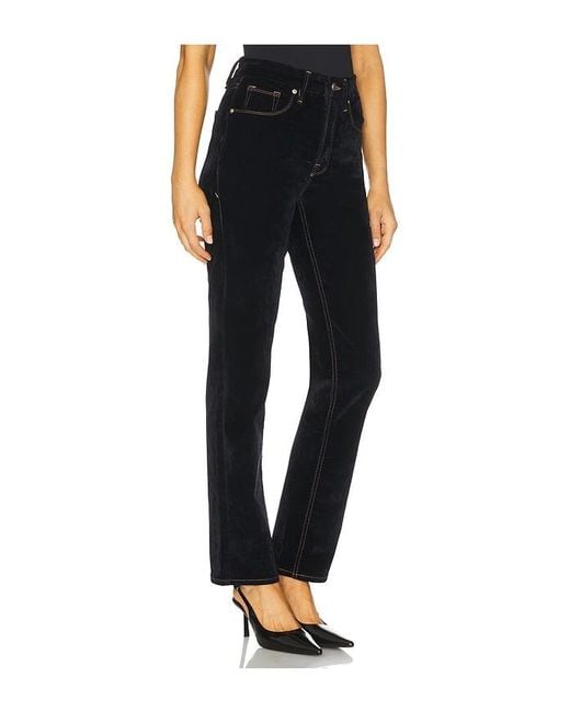 GOOD AMERICAN Black Good Icon Straight Velvet Denim Jeans