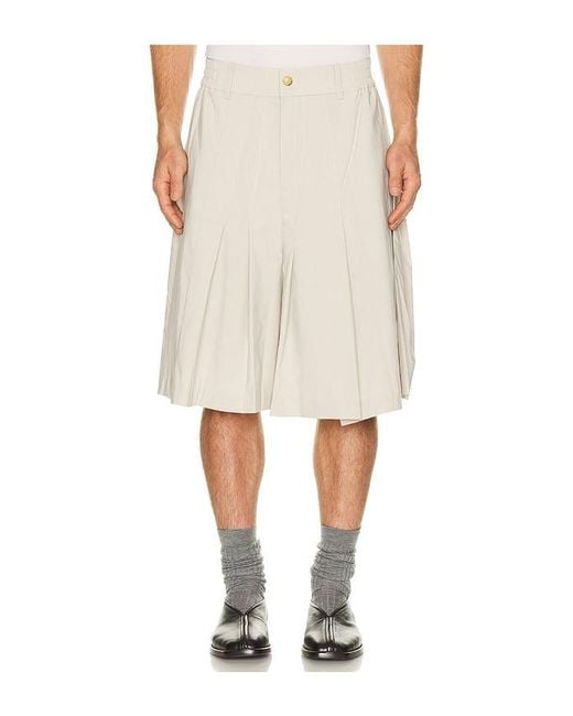 Feng Chen Wang Natural Irregular Pleats Shorts for men