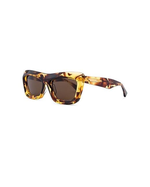 Bottega Veneta Brown Scoop Rectangular Sunglasses
