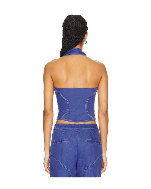BY.DYLN Blue Ramona Corset Top