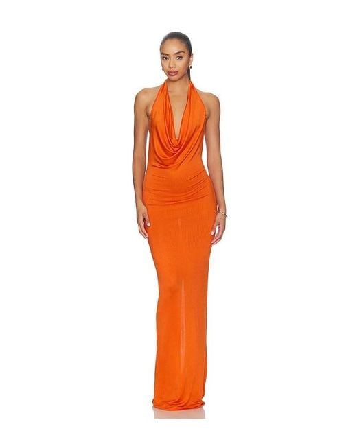 ÉTERNE Orange Gisele Maxi Dress