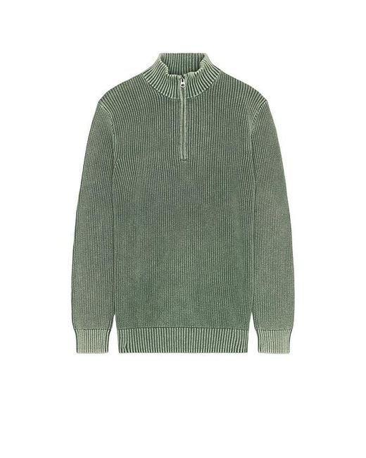 Faherty Brand Green Sunwashed Quarter Zip Sweater for men