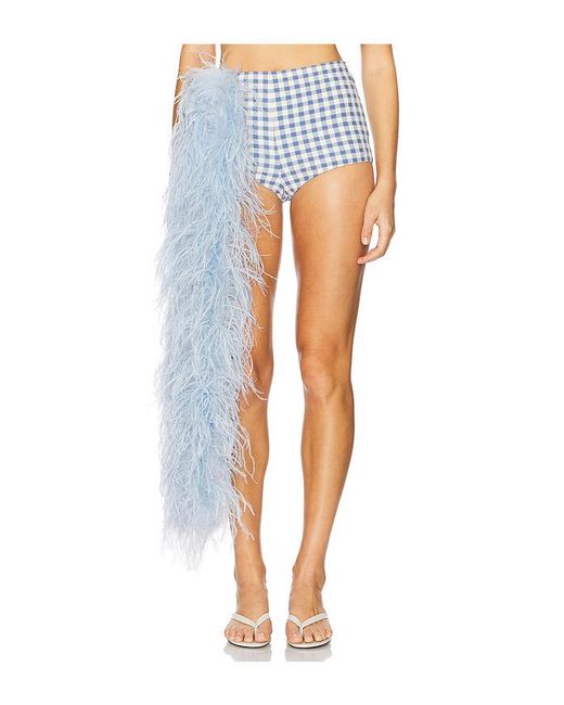 Milkwhite Blue Shorts With Feathers