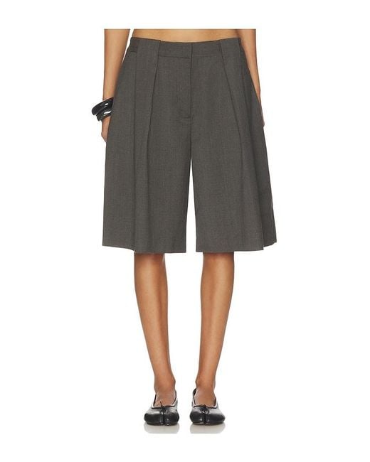 St. Agni Gray Wool Pleat Loop Shorts