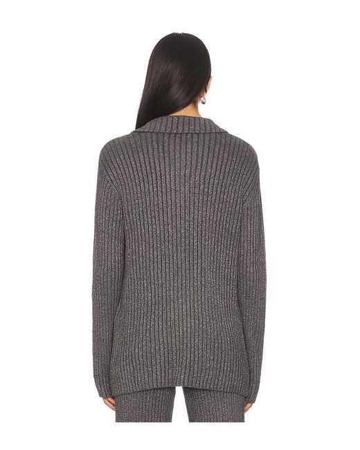 Barefoot Dreams Gray Cozychic Ultra Lite Lurex Rib Button Front Shirt