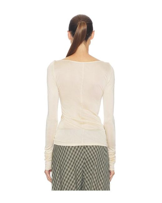 Helsa Natural Slinky Jersey Off The Shoulder Top